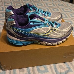 Saucony Gray, Purple & Blue Athletic Running Shoes